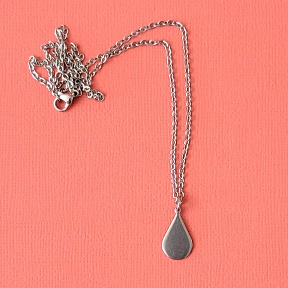 TEARDROP Stainless Steel Charm Chain Necklace 18" Earrings SET - Picture 8 of 16